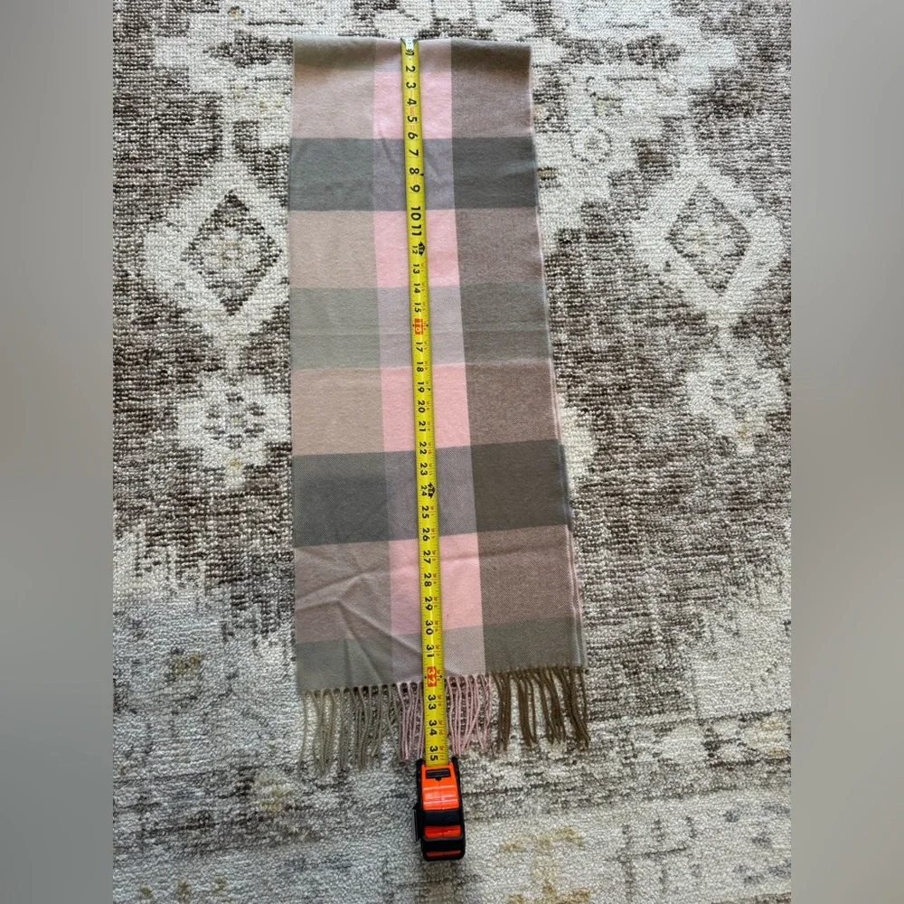 Pink Plaid Houndstooth Cashmere Scarf Made In Germany